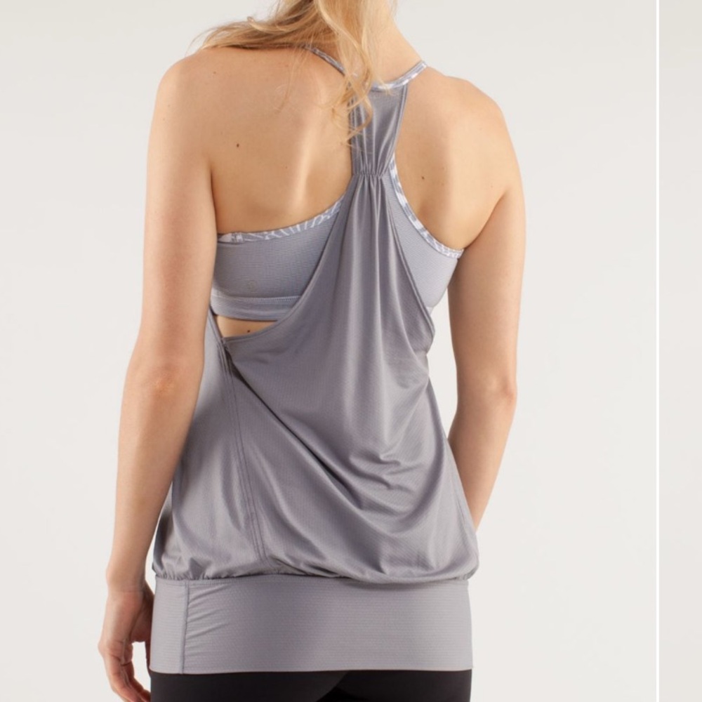 Lululemon No Limits Tank sports bra/ gray Wee Stripe Beachy Floral White Fossil